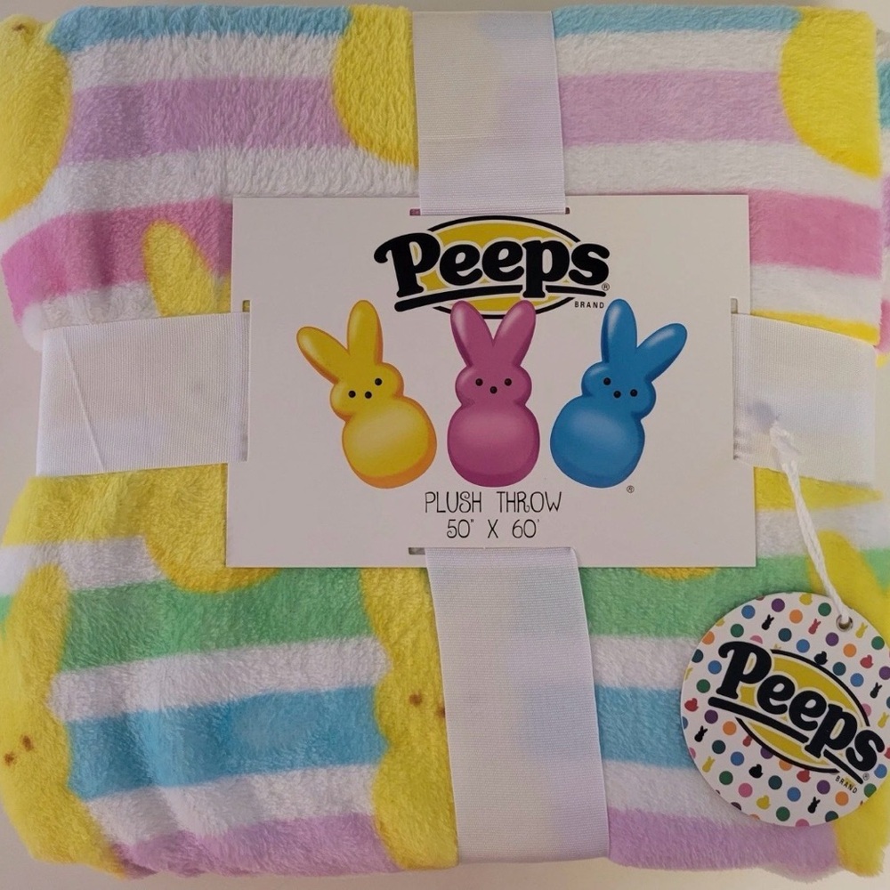 Peeps Plush Throw Blanket - Pastel Stripe & Bunny Print